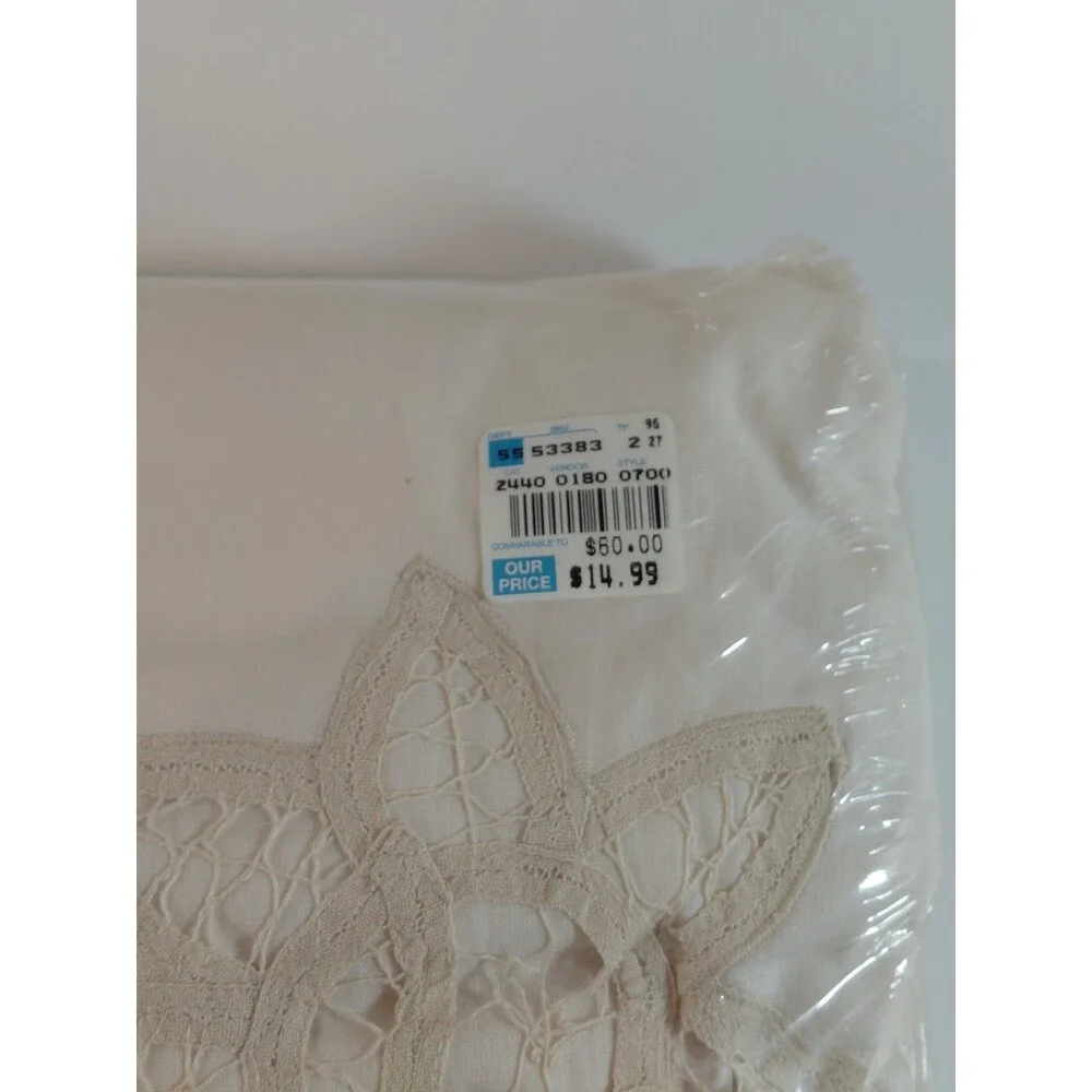 Coventry Manor Twin Comforter Cover 100% Cotton Cream Lace Button Closure 68x86